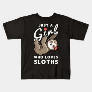 Girl Who Loves Sloths Kids T-Shirt